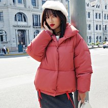 푸퍼패딩 숏 대장 푸파 다운 스타일 겨울 파카 여성 스탠드 솔리드 화이트 여성 느슨한