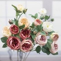 [바보사랑] 오스틴 장미 꽃 가지 로즈 조화꽃 인테리어조화, 색상:라벤다, 상세 설명 참조