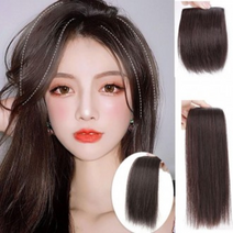 옆머리 볼륨 헤어가발 부분가발 똑딱이가발 가발피스 볼륨가발 앞볼륨 뒷볼륨 옆볼륨 헤어피스 여성가발, 밝은갈색10cm