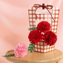 어린이DIY 어버이날 종이 카네이션 바구니 만들기, 핑크체크