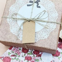크라프트 가격표 포장태그 무지 택 포장끈 세트 100매