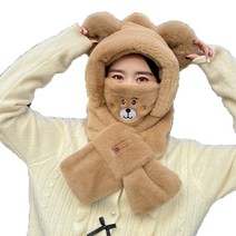 L H L 겨울귀여운기모보온스카프 모자