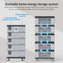 보조배터리 태양광 에너지 저장 시스템 스택 리튬 인버터 포함 51.2V, 한개옵션0