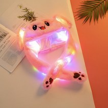 자체브랜드 반짝반짝 LED 움직이는 토끼모자 핑크