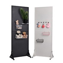 스탠드 타공 판 보드 걸이 후크 마음대로 가벽 선반 DIY 벽 걸이 홀더 장식 파티션, 화이트80X150개