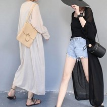 [바쿠]여성 빅사이즈 여름 밤 필수템 얇고 부드러운 롱 가디건[5431mw04517zx]