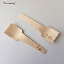 일회용 스퀘어 끝 시식 스푼 미니 샘플링 요구르트 아이스크림 버치 우드 디저트 바 케이크 장식 개인별명 I do, 02 Plain Spoons no text, 01 25