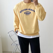 빠델 남자 여자 남녀공용 루즈핏 파리 사운드 특양면 봄 가을 맨투맨 티셔츠