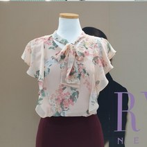 리안뉴욕 리안뉴욕 플라워 리본 타이 블라우스RMFWBL020