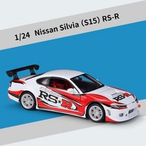 자동차다이캐스트 모형 수집 장식 자동차 1:24 닛산 실비아 s15 rs-r 초차 합금, 흰색 빨간색