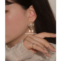 금춘이네 1+1[Celebrity Earrings] 특별해 레트로 링 귀걸이 진주 플라워 원석 블루 다이아