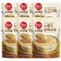 CJ 햇반소프트밀 소고기죽 420gx3개+누룽지닭백숙죽 420gx3개 아침대용 병문안음식 1세트, 17개