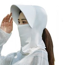 자외선차단 얼굴 햇빛 가리개 모자 골프 UV 차단 일 농사 냉감 물놀이 마스크 모자, 화이트