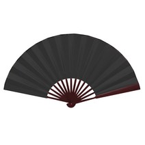 블랙 무지 (실크 대나무부채 D타입 대형-C형 블랙) 대형부채 산수화 풍경 전통 수채화 나무 부채