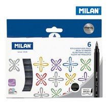 메탈릭 컬러 6색 파이버 펜(브러쉬타입)