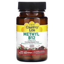 컨츄리 라이프 메틸 B12 체리 5000mcg 사탕 정제, 1000mcg