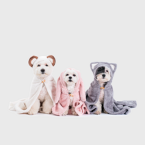 두잇 드라이후드 강아지 고양이 목욕 타월, 차콜 (고양이)