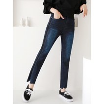 가을 진청 청바지 데일리 옆선 삥줄 컷팅 스키니 트임 포인트 미시 청바지