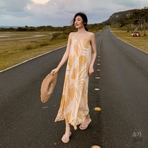 496957 여성 데일리 원피스 봄 여름 태국 발리 해변 휴가 비치 스커트 v넥 슬링 롱 드레스 루즈핏 슬리밍 화이트 슈퍼 페어리