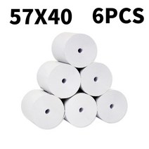 지 57 x 40mm 코어 무료 6롤 슈퍼 롱 모바일 블루투스 금전 등록기 종이 롤