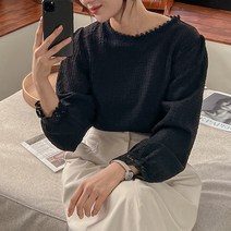 로로텐 레이스 라운드넥 블라우스 여성 빅사이즈