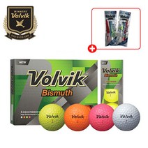[볼빅] 3피스 비스무스 칼라 골프공 1더즌 + 리그넘 골프티 2세트, 상세 설명 참조
