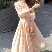 여성 투피스 세트 롱원피스 라운드넥 셔링 루즈핏 플레어 셔츠 블라우스 롱스커트 오버핏 쉬폰 봄 여름