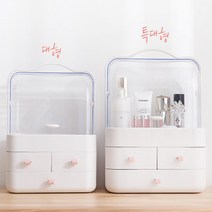 먼지차단화장품정리대 대형화장품정리대 책상위 향수장 향수보관함 초등학생화장대, 보관함(대)핑크