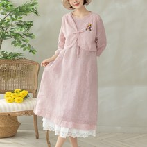 [디얼마미] 자수 가디건 마원피스 미시옷 빅사이즈 엄마옷 중년 여성 마담