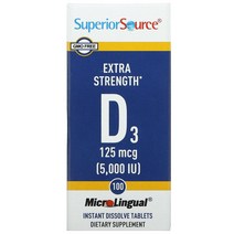 슈페리어 소스 엑스트라 스트렝스 D3 125mcg 100정, 1000 IU