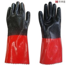 (주)화흥 PVC장갑 흑깔깔이 장갑 기름작업 산업용 고무장갑 1set, 1개, 블랙+레드