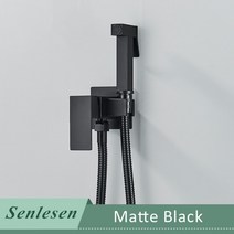 벽붙이 샤워수전 벽붙이수전 Senlesen-황금 비데 샤워 수도꼭지 솔리드 황동 분무기 노즐 뜨거운 냉수 믹서, 03 Matte Black