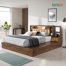 케미에르 프리미엄 고무나무원목 침대프레임일체형 K Q KBD-402