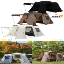 코베아 네스트 w 루프+그라운드 시트 거실형 텐트 대형 터널형 풀세트 사계절 리빙쉘 오토 캠핑, 아이보리