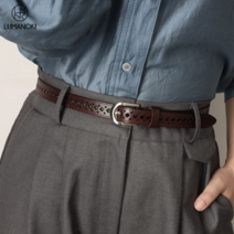 LUMANOKI 여자 클래식 펀칭포인트 소가죽 벨트