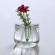 고양이 모양의 유리 꽃병 수경 식물 꽃병 테라리움 용기 냄비 장식 예술 선물, Clear
