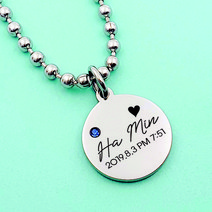 써지컬스틸 미아방지목걸이 깊은각인 스와로브스키스톤 원목걸이, 2커브2mm, 여성용(45+3), 블루