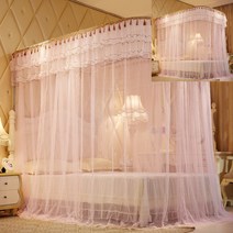 레일형 침대모기장 150x200cm 연핑크 침대용모기장 모기장문 출입구방충망 고양이창문 붙이는방충망 창문모기장
