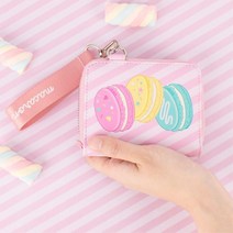 러블리 마카롱 스트랩 초등여아 예쁜 지갑 선물 9살 10살 유치원 키즈 유아