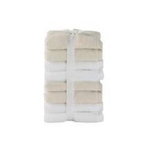 코마사 매일쓰는 세면타올 8P (컬러 택1), 화이트+베이지-8P-