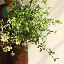 고급 대지 모조 진주 꽃과 녹색 잎 심기 장식 풀 진열장 쇼윈도 클럽 하우스 소프트 장식장식, 3Pc판매[색상혼합가능], 1개