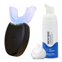 BRAND 마우스 피스 U자형 자동 미백 전동 칫솔 핸즈프리, 블랙ㅣ성인용