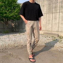 엘디 린넨 카고조거 팬츠 슬림 일자핏 남자 데일리 시원한 쿨 여름 바지 옷 코디