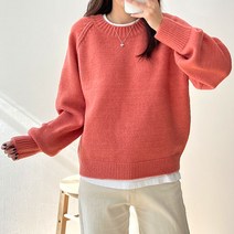 걸즈팩토리 여성용 모덴반 도톰 라운드넥 나그랑 니트