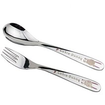 키친아트 유아용 아동용 캐릭터 스텐 스푼 포크 세트, 큐티버니(아기토끼), 스푼+포크