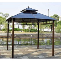 파라고 야외 바베큐장 옥상인테리어 원두막 파고라, 3X3m 정자 + 거즈 커튼