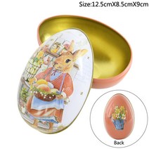 1pc 부활절 달걀 Tinplate 상자 만화 토끼 인쇄 채우기 금속 계란 사탕 초콜릿 상자 선물 가방 행복 한 부활절 토끼 장식, B12