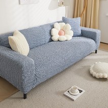 크로스 시어서커 소파 커버 풀백 만능 커버 방진 방오 스판 고양이 잡이 일체 소파 커버 도매78131, 레이크블루, 1인용(90-140cm 소파 적용) 쿠션커버 증정