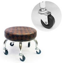 SEQ 앉은뱅이의자 (야외용 실내용) 패디스툴 바퀴형 좌식의자, 1 갈색체크(옥외용-검정바퀴)