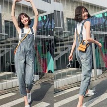 썬42520 [SΘN] 멜빵데님 청멜빵바지 커플와이드청바지 빅포켓데님멜빵 청멜빵점프슈트